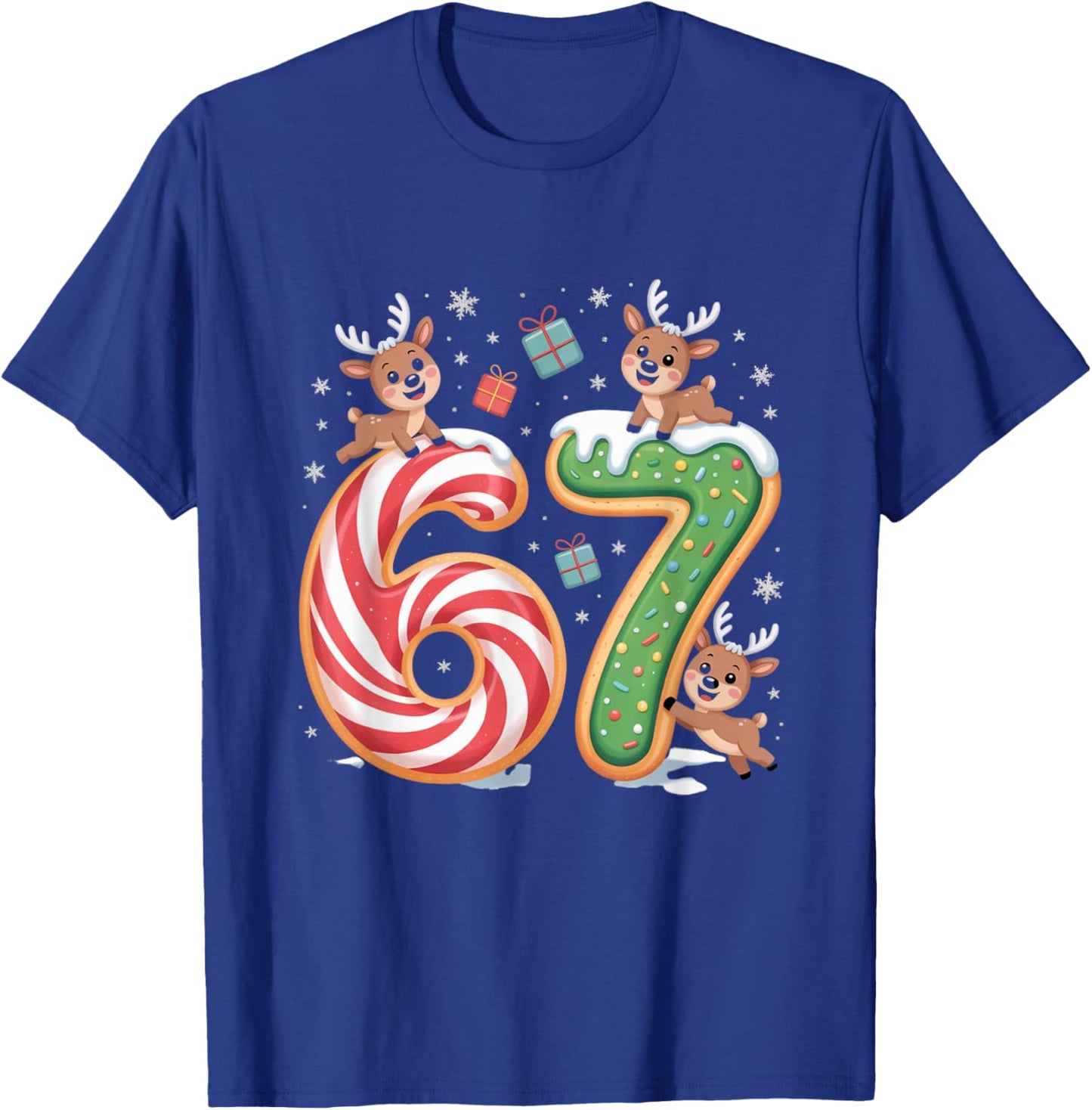 Christmas 67 Funny Xmas Six Seven Ugly Sweater 6-7 T-Shirt - T-Shirt | Royal