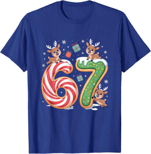 Christmas 67 Funny Xmas Six Seven Ugly Sweater 6-7 T-Shirt - T-Shirt | Royal
