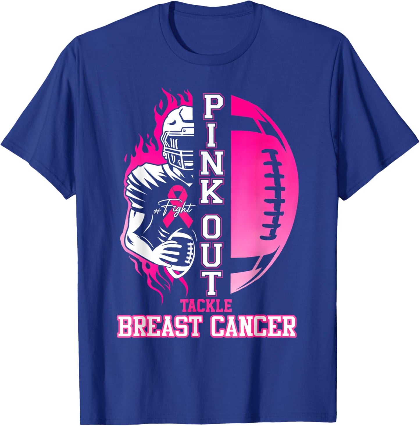 Tackle Breast Cancer Awareness Pink Out American Football T-Shirt - T-Shirt | Royal