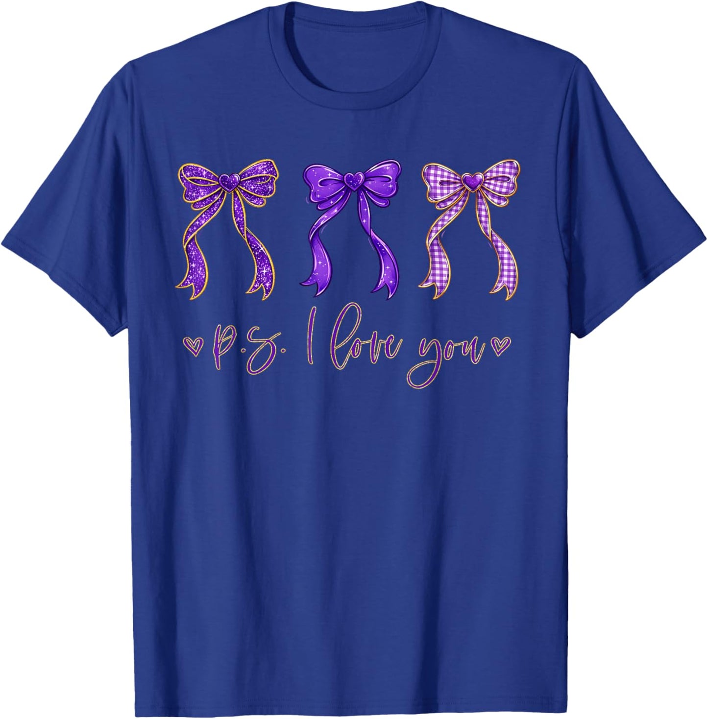 PS I Love You Day Valentine's Day Purple Heart Women Men Kid T-Shirt - T-Shirt | Royal