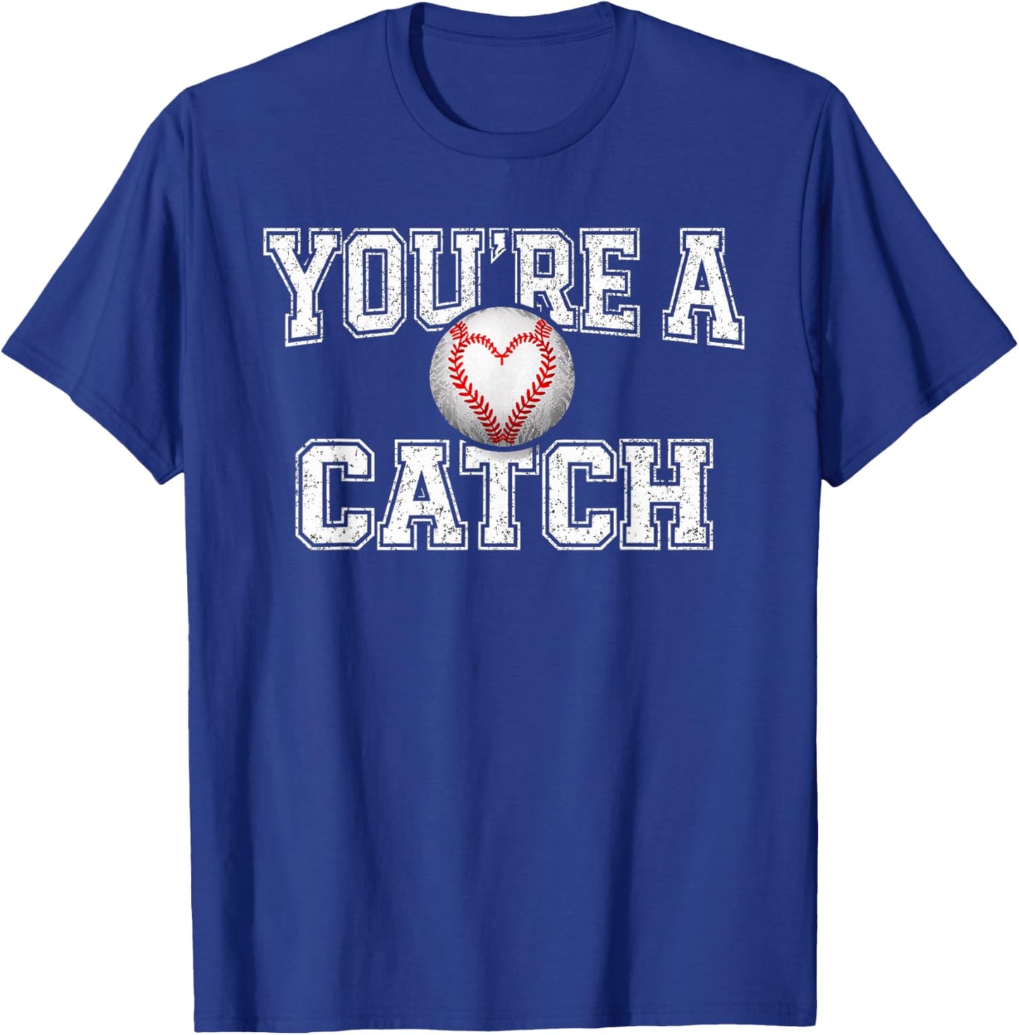 Funny You're A Catch Baseball Pun Heart Kids Boys Valentines T-Shirt - T-Shirt | Royal