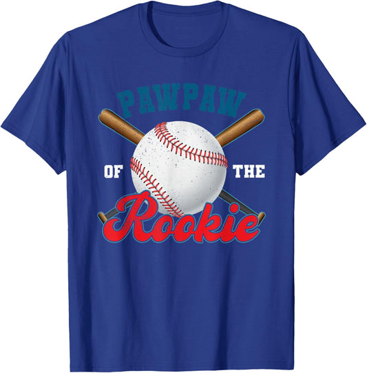 Pawpaw Rookie of Year 1st Birthday Baseball Theme Matching T-Shirt - T-Shirt | Royal