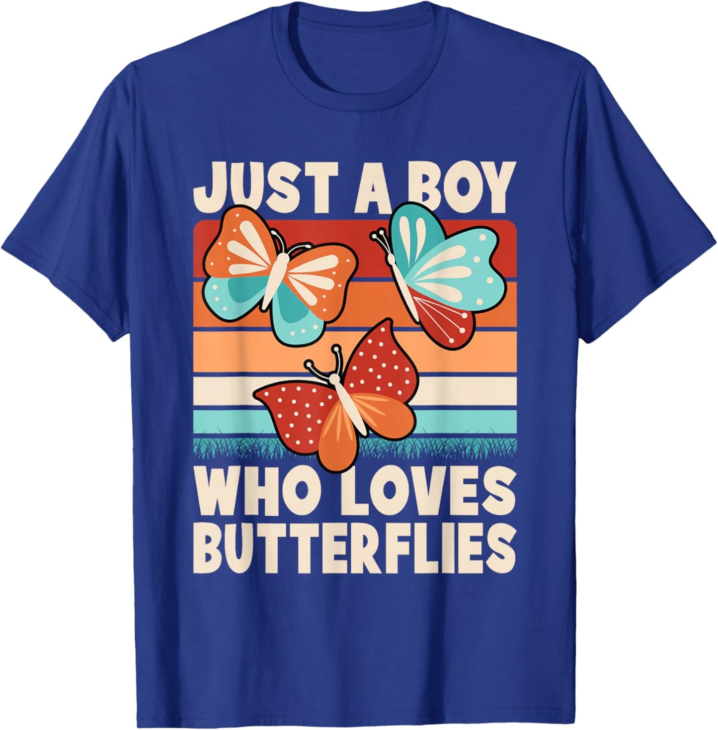 Just A Boy Who Loves Butterflies Funny Butterfly Boys Kids T-Shirt - T-Shirt | Royal