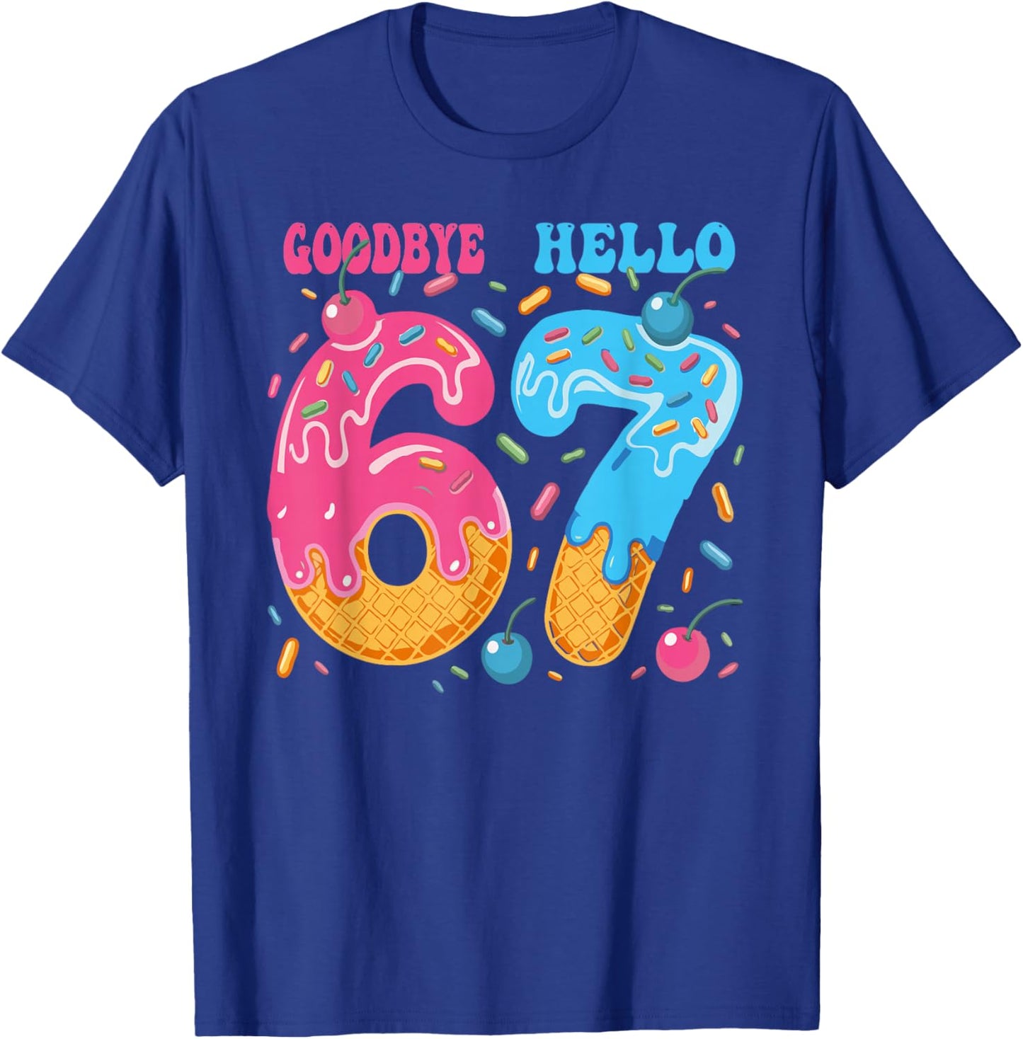 Goodbye 6 Hello 7 Funny 7th Birthday Six Seven Ice Cream T-Shirt - T-Shirt | Royal
