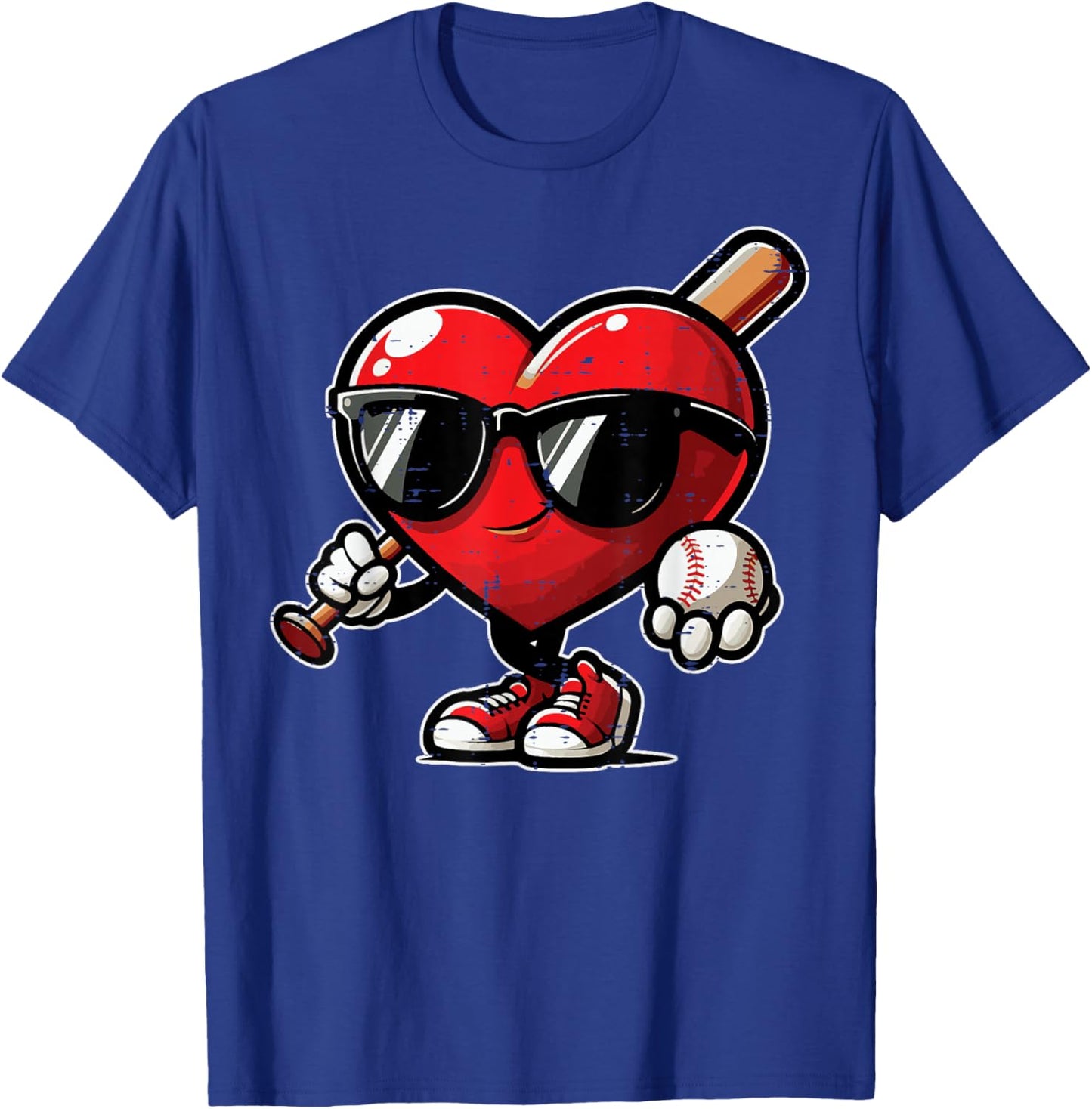 Valentines Day Baseball Heart Bat Sunglasses Men Boys Kids T-Shirt - T-Shirt | Royal