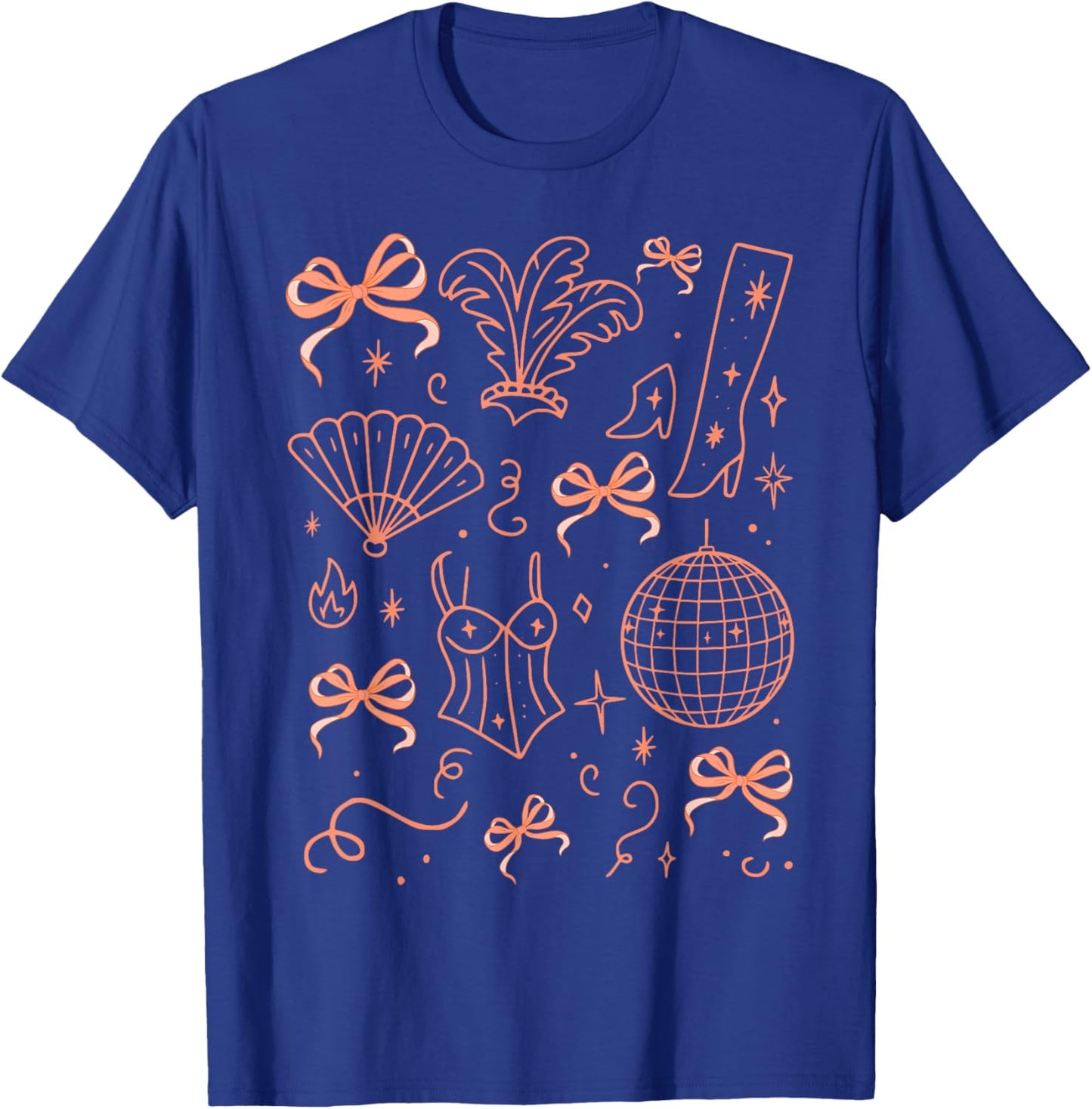 Vintage Disco Ball Aesthetic Coquette Bow Party T-Shirt - T-Shirt | Royal