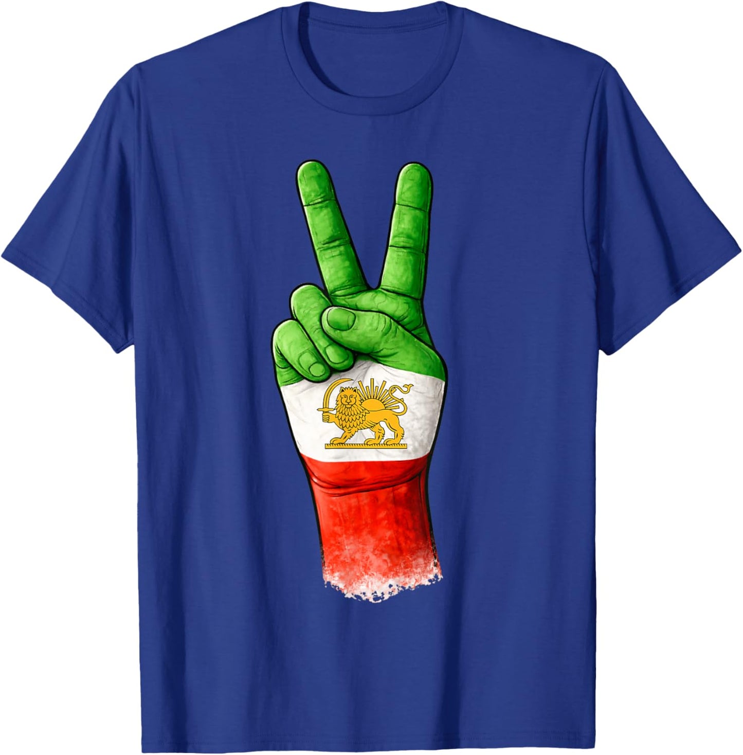 Iranian Freedom, Victory Hand with Iran Lion and Sun Flag T-Shirt - T-Shirt | Royal