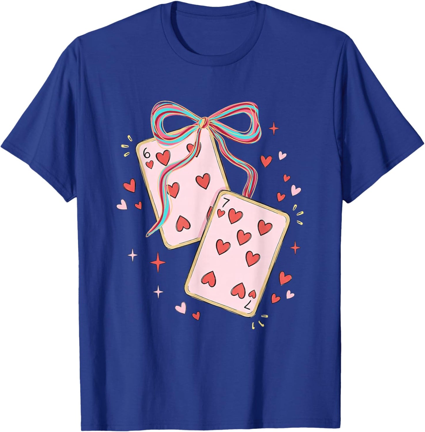 67 Playing Card Valentine Six Seven Coquette Bow Women Girls T-Shirt - T-Shirt | Royal