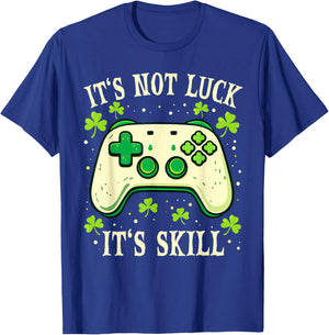 It's Skill Not Luck Funny Lucky Gamer St Patrick Day Boys T-Shirt - T-Shirt | Royal