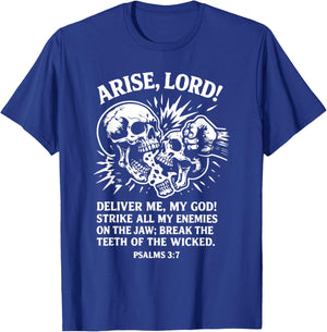 Psalm 3:7 Vintage Skull Christian Religious Bible Verse T-Shirt - T-Shirt | Royal