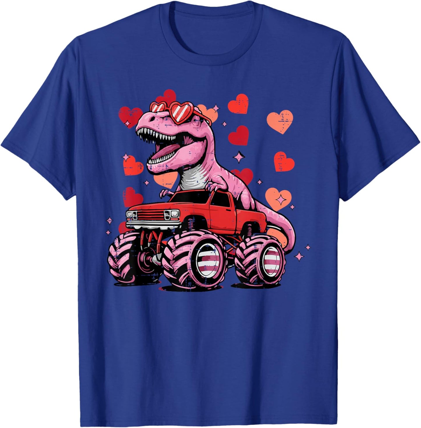 Monster Trex Dino Truck Valentines Day Kids Toddler Boys T-Shirt - T-Shirt | Royal
