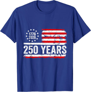 250 Years American Flag 1776-2026 250th Birthday 4th of July T-Shirt - T-Shirt | Royal