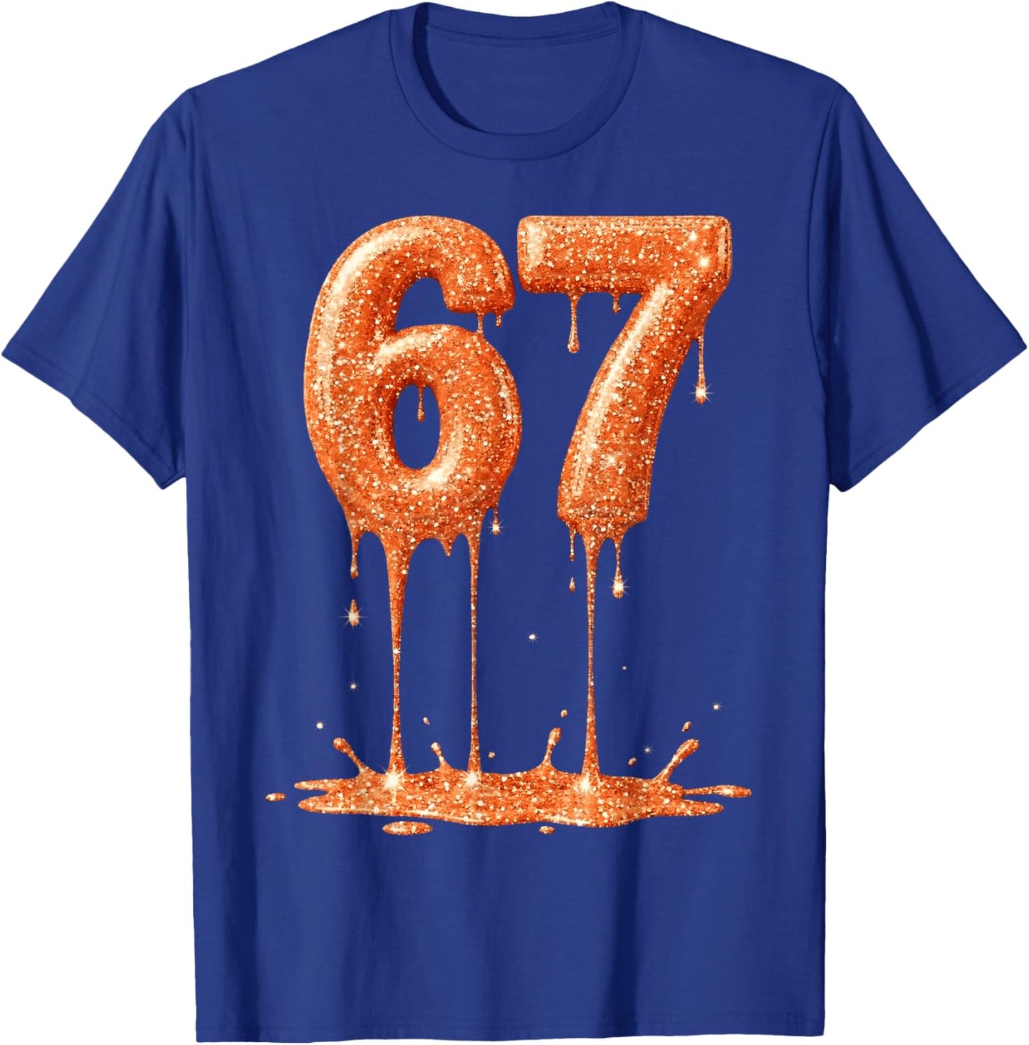 Funny Six Seven 6 7 Meme Orange Dripping 6-7 Youth 67 Drip T-Shirt - T-Shirt | Royal