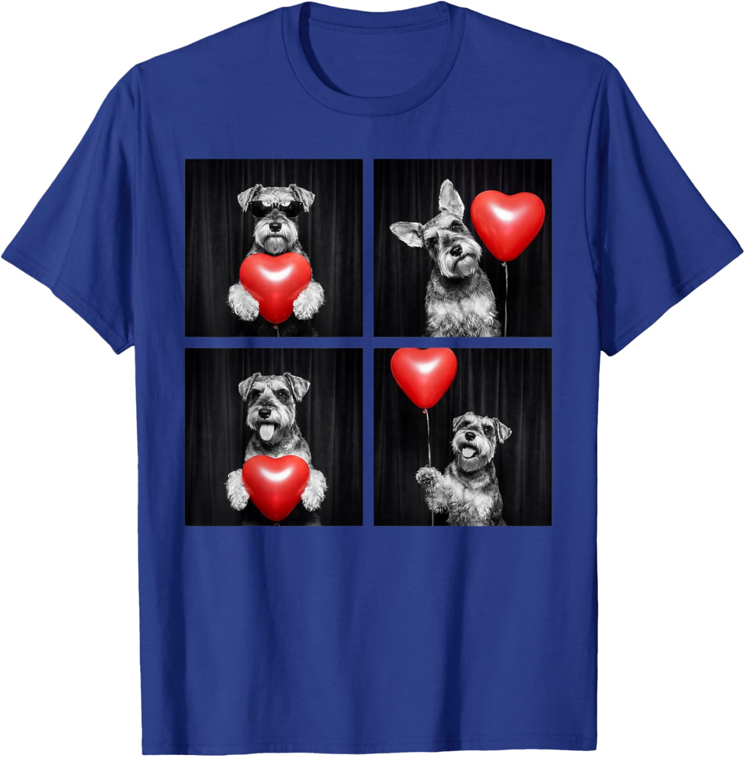 Funny Schnauzer Photobooth Dog Lover Design Valentines T-Shirt - T-Shirt | Royal