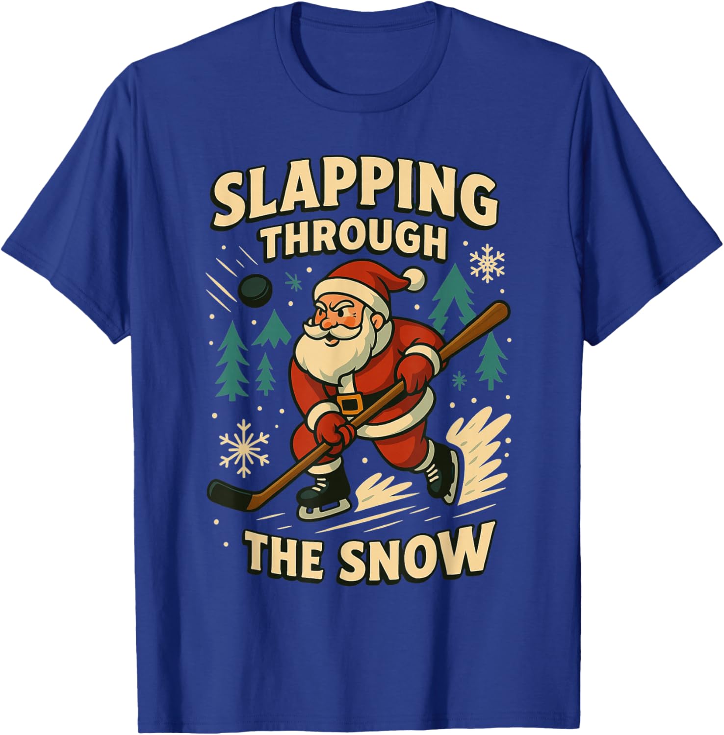 Santa Ice Hockey Funny Christmas Winter Xmas Men Boys Kids T-Shirt - T-Shirt | Royal