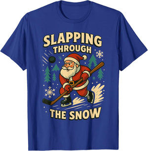 Santa Ice Hockey Funny Christmas Winter Xmas Men Boys Kids T-Shirt - T-Shirt | Royal