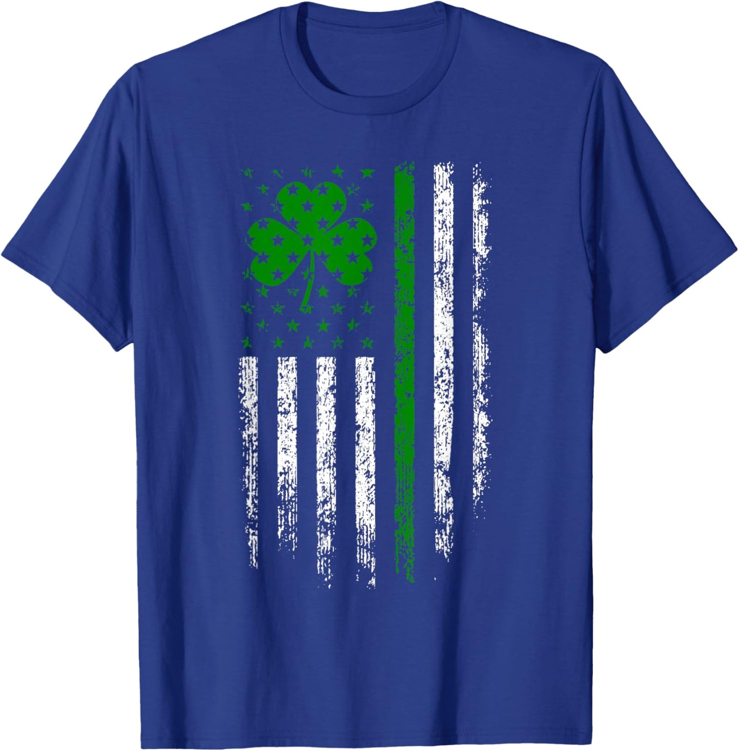 US American Flag with Shamrocks for St Patricks Day Irish T-Shirt - T-Shirt | Royal