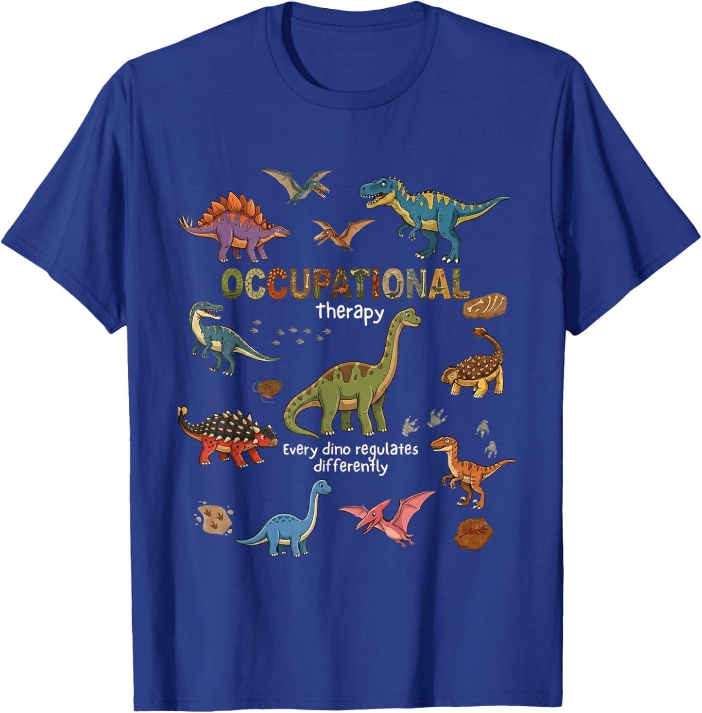 OT Occupational Therapy Retro Dinosaur Dino Vintage TRex T-Shirt - T-Shirt | Royal