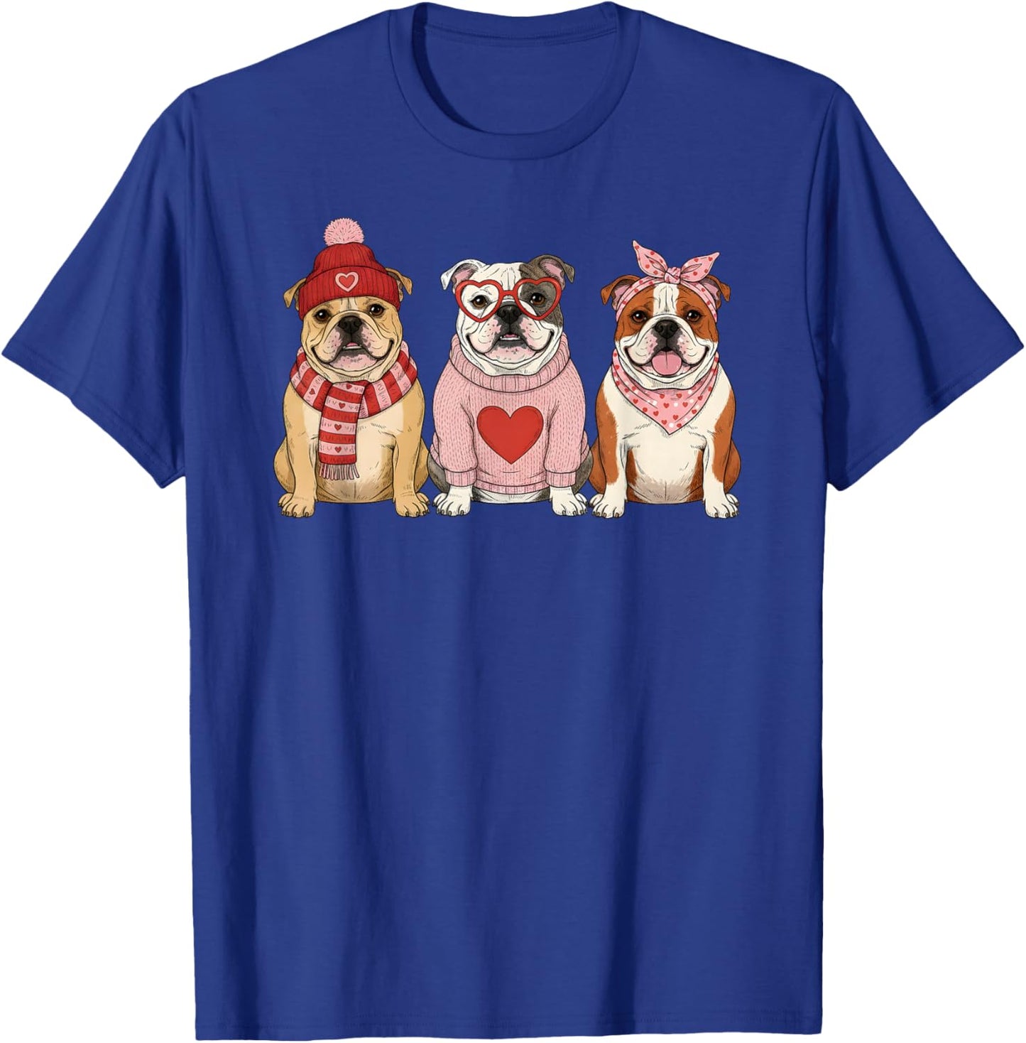 Cute English Bulldog Valentine Dog T-Shirt - T-Shirt | Royal