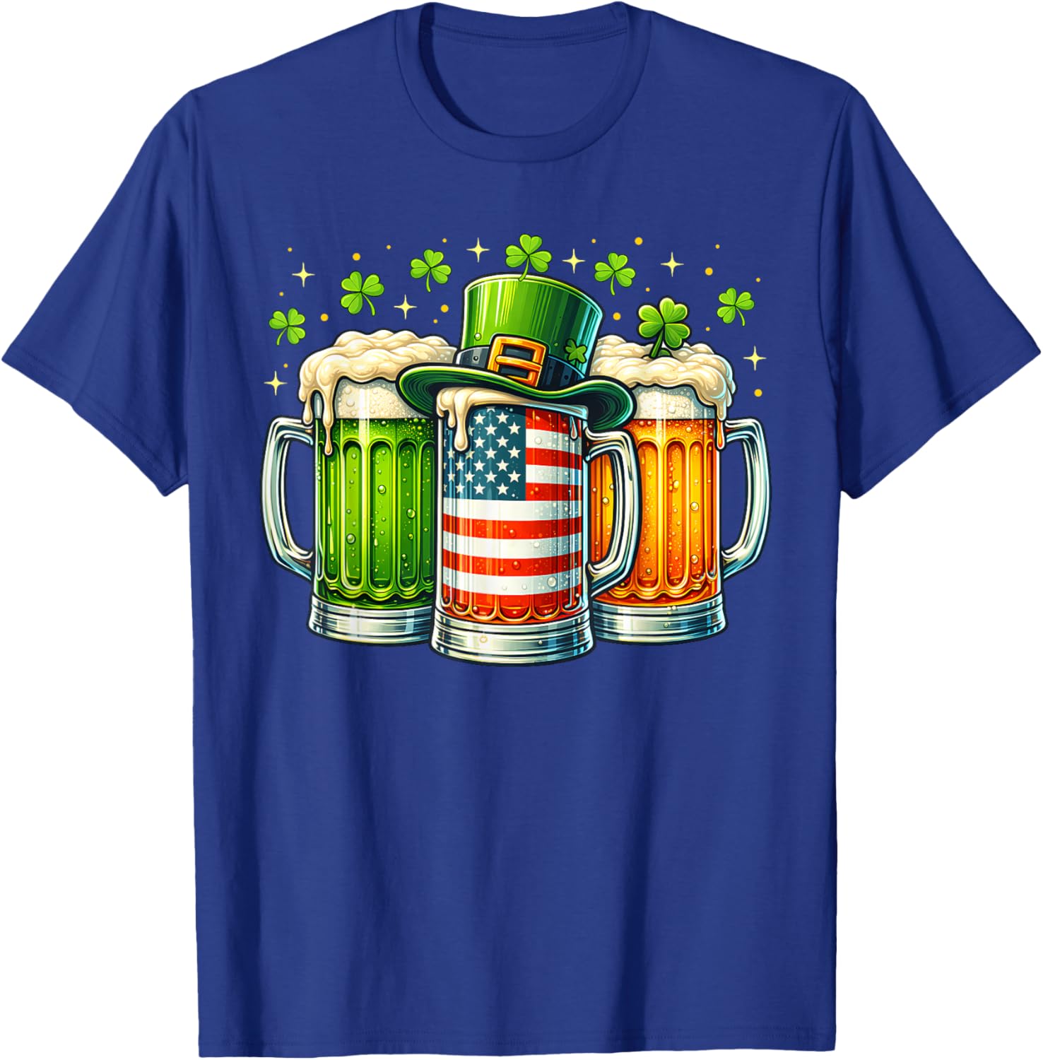 Irish Beer Ireland USA Flag St Patricks Day Party Men Women T-Shirt - T-Shirt | Royal