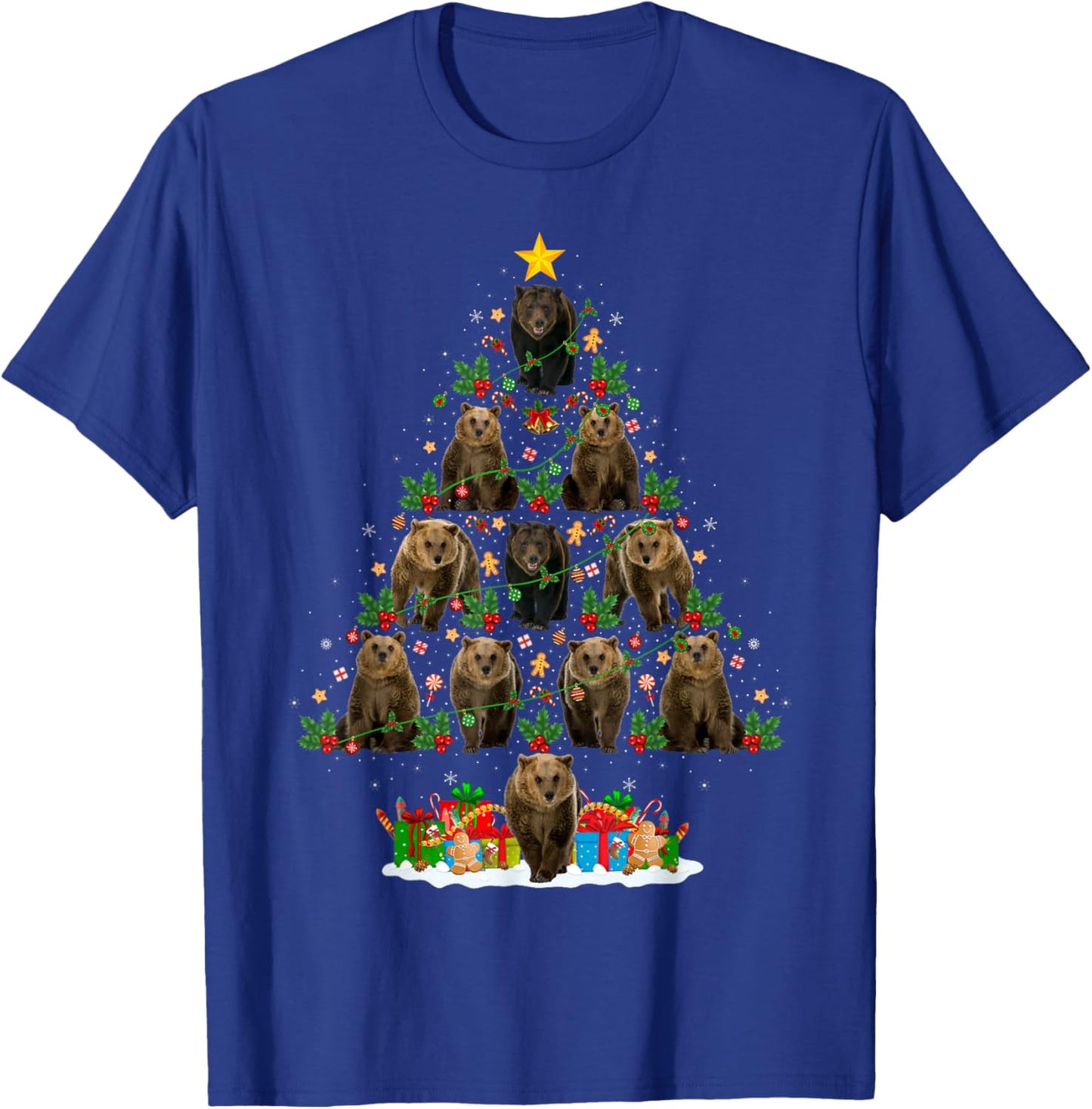 Bear Christmas Tree Lights Santa Bear Animal Lover Xmas T-Shirt - T-Shirt | Royal