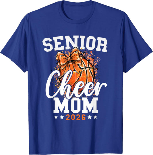 Loud Proud Basketball Cheer Senior Mom 2026 Cheerleading T-Shirt - T-Shirt | Royal