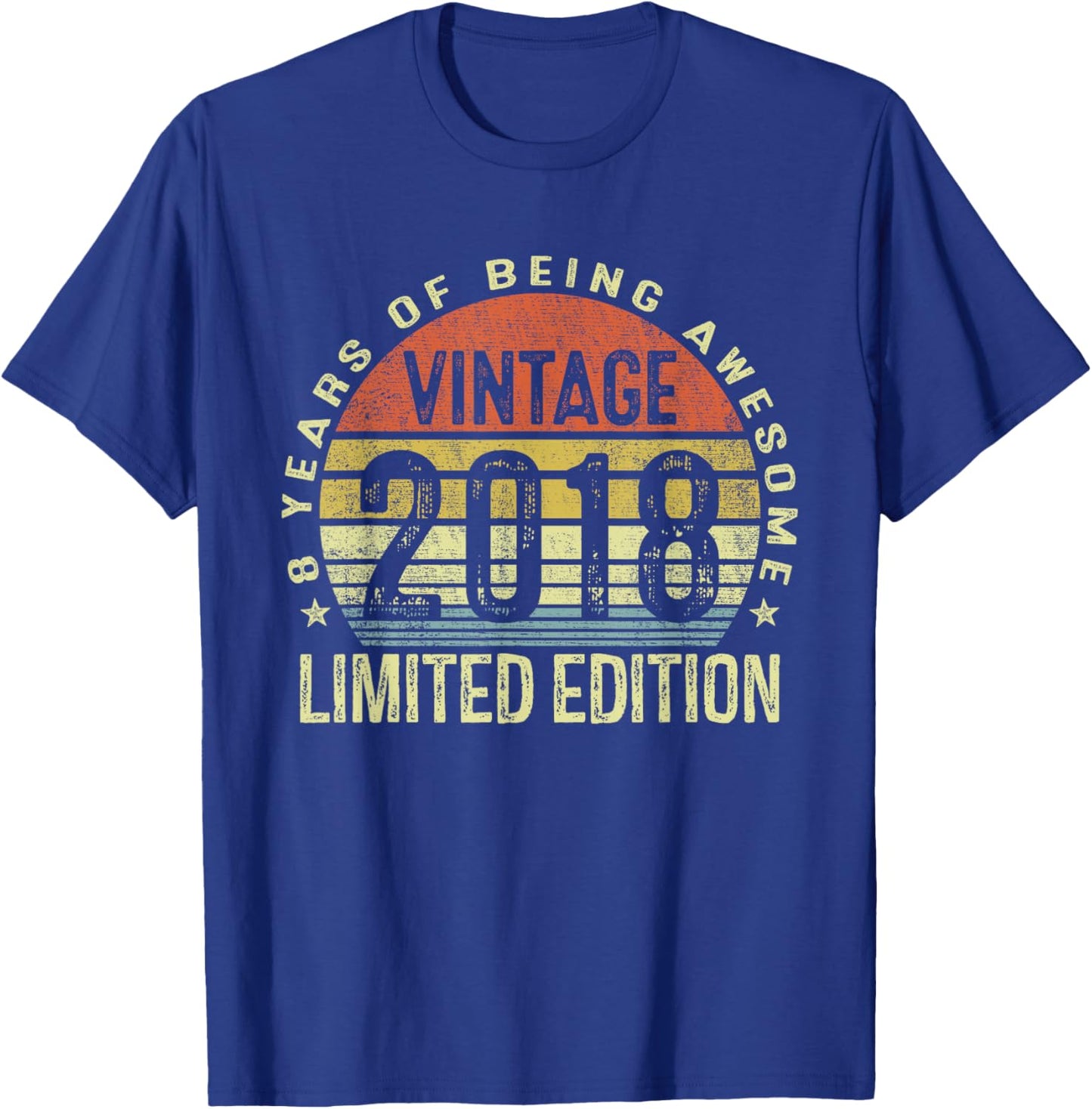 Vintage 2018 Limited Edition 8 Year Old Gifts 8th Birthday T-Shirt - T-Shirt | Royal