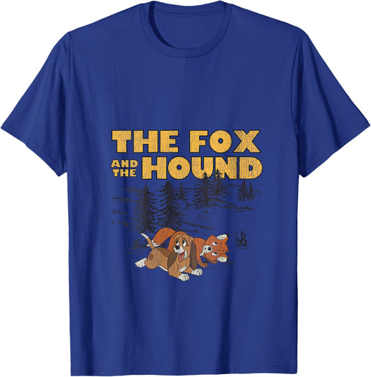 Women's Disney The Fox and The Hound Forest Distressed Vintage V-Neck T-Shirt - T-Shirt | Royal
