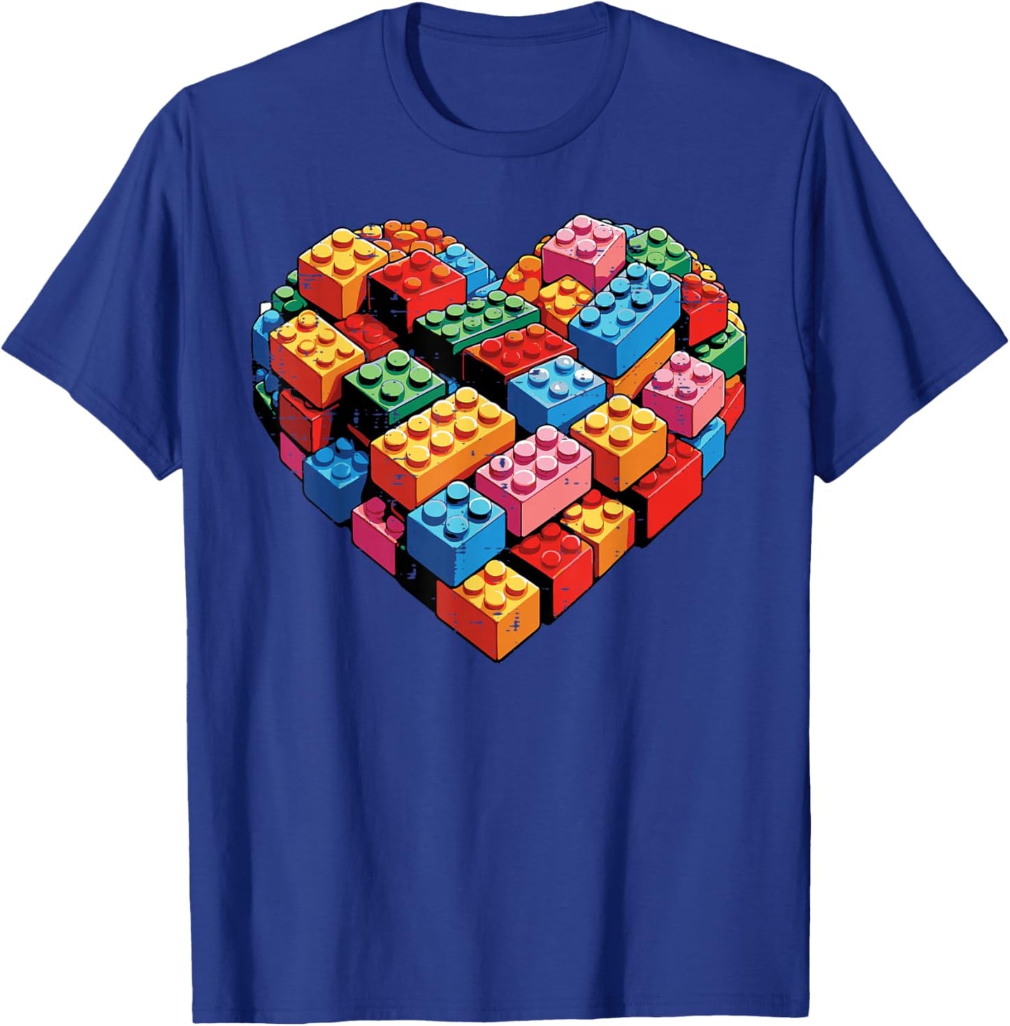 Valentines Day Heart Building Blocks Bricks Boys Kid Toddler T-Shirt - T-Shirt | Royal