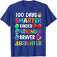 100 Days of School Smarter Kinder Stronger Braver Brighter T-Shirt - T-Shirt | Royal