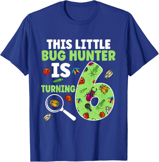 6th Bug Birthday Party Six Year Old Bugs Birthday T-Shirt - T-Shirt | Royal