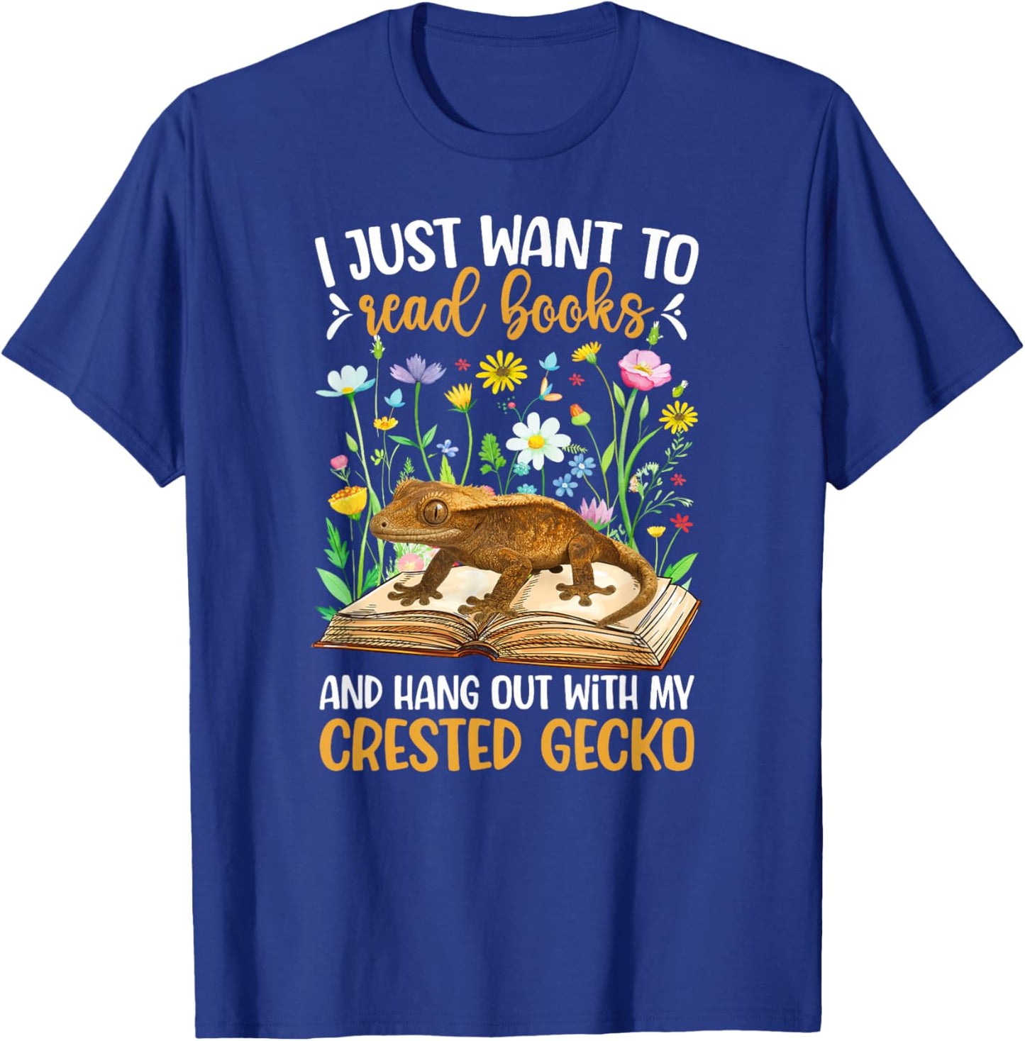 Books and Crested Gecko Owner Crestie Lover T-Shirt - T-Shirt | Royal