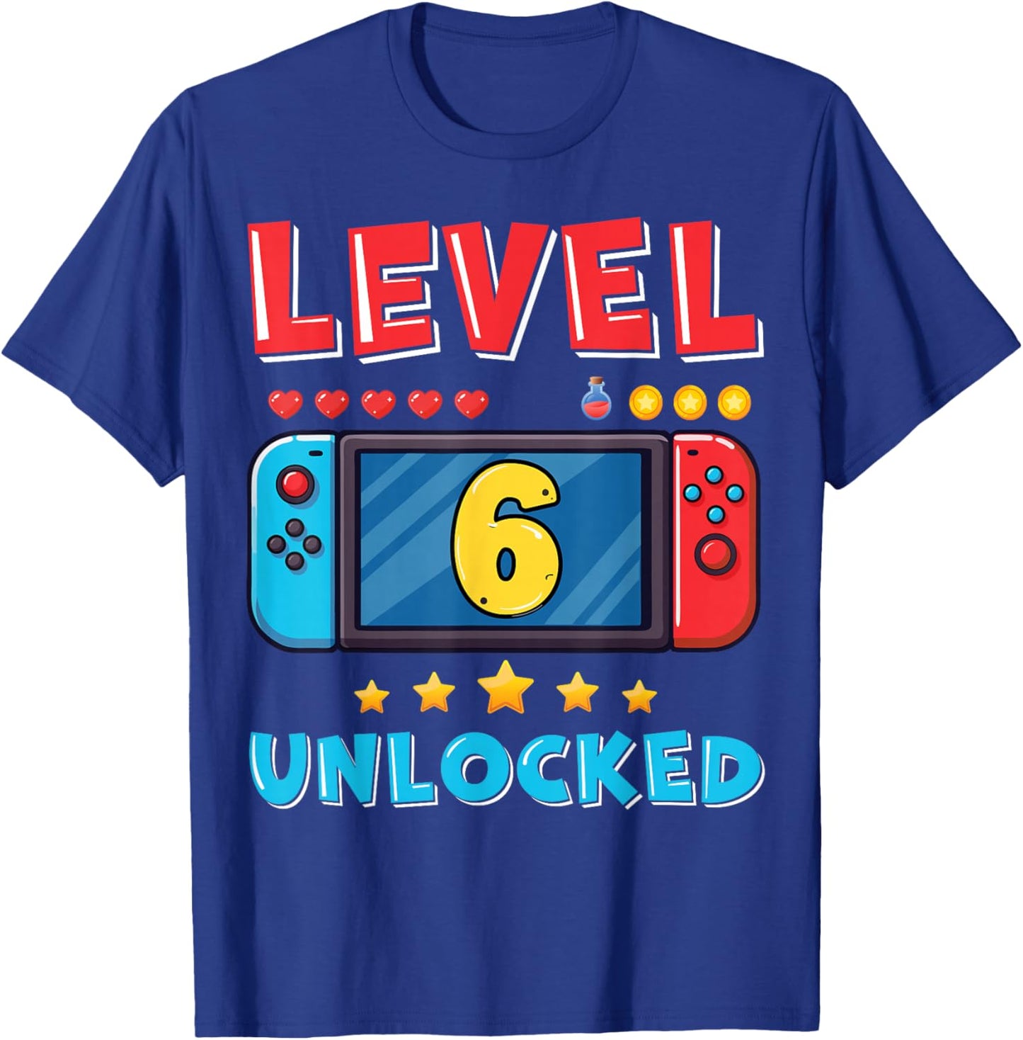 6 Year Old Bday Decorations Son Gamer Boy 6yr 6th Birthday T-Shirt - T-Shirt | Royal