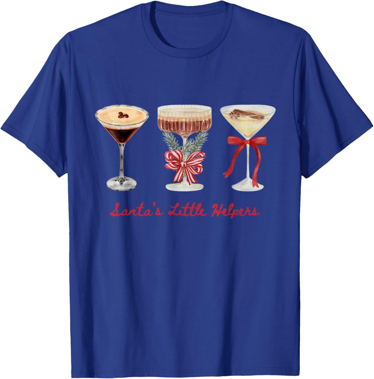 Funny Vintage Santa's Little Helper Martini Merry Christmas T-Shirt - T-Shirt | Royal