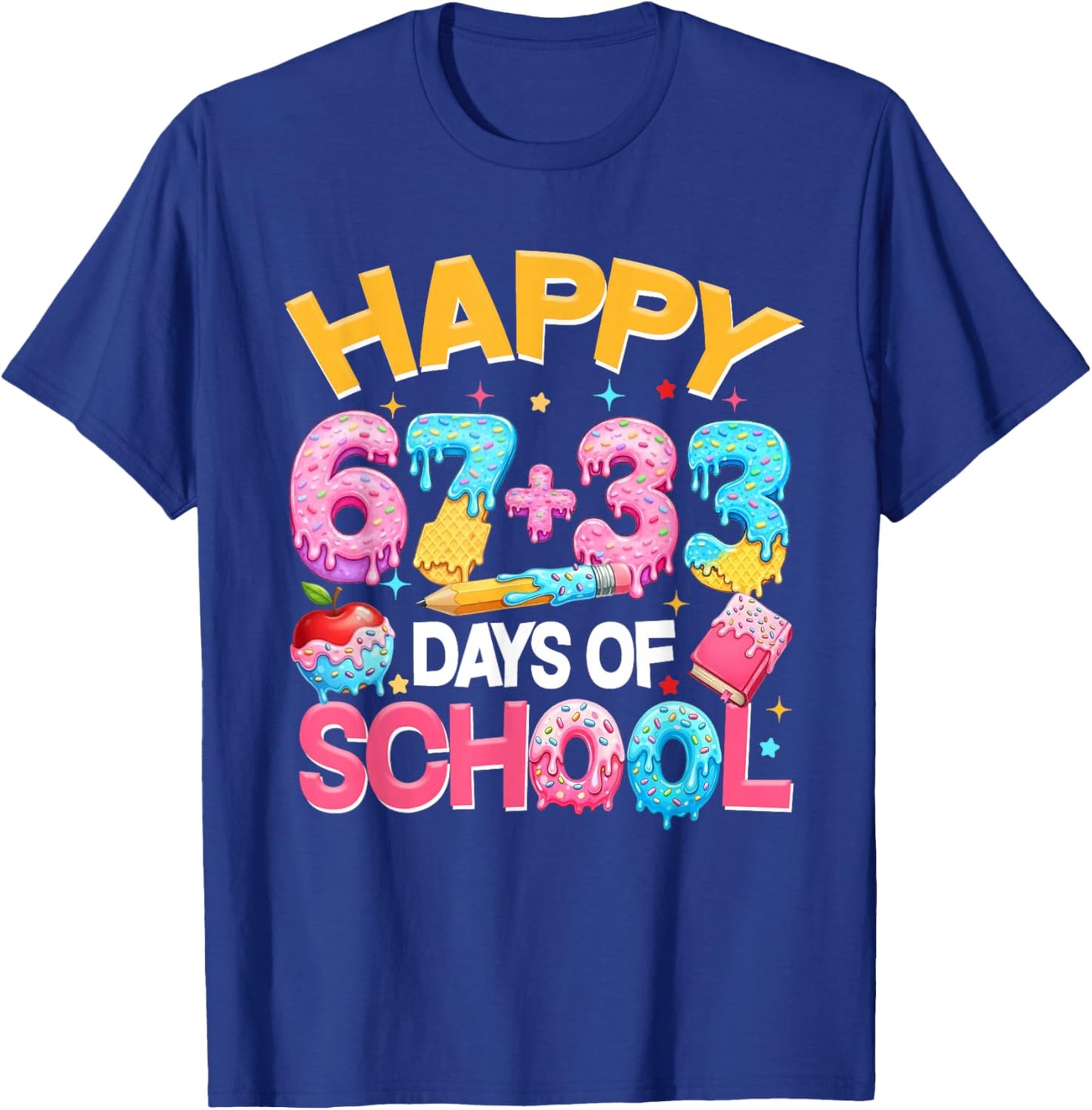 Happy 67 33 Days of School for Girls Boys Kids 100th Day T-Shirt - T-Shirt | Royal