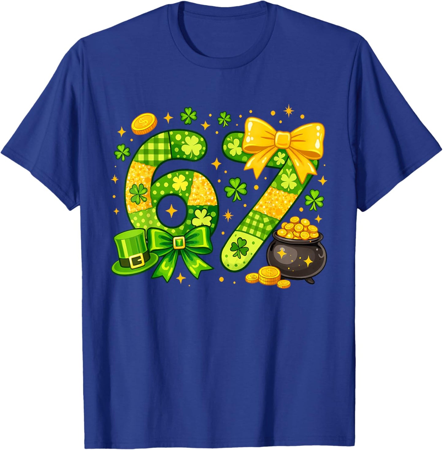 Funny Six Seven 67 Meme St Paddy's Kid Girl St Patrick's Day T-Shirt - T-Shirt | Royal