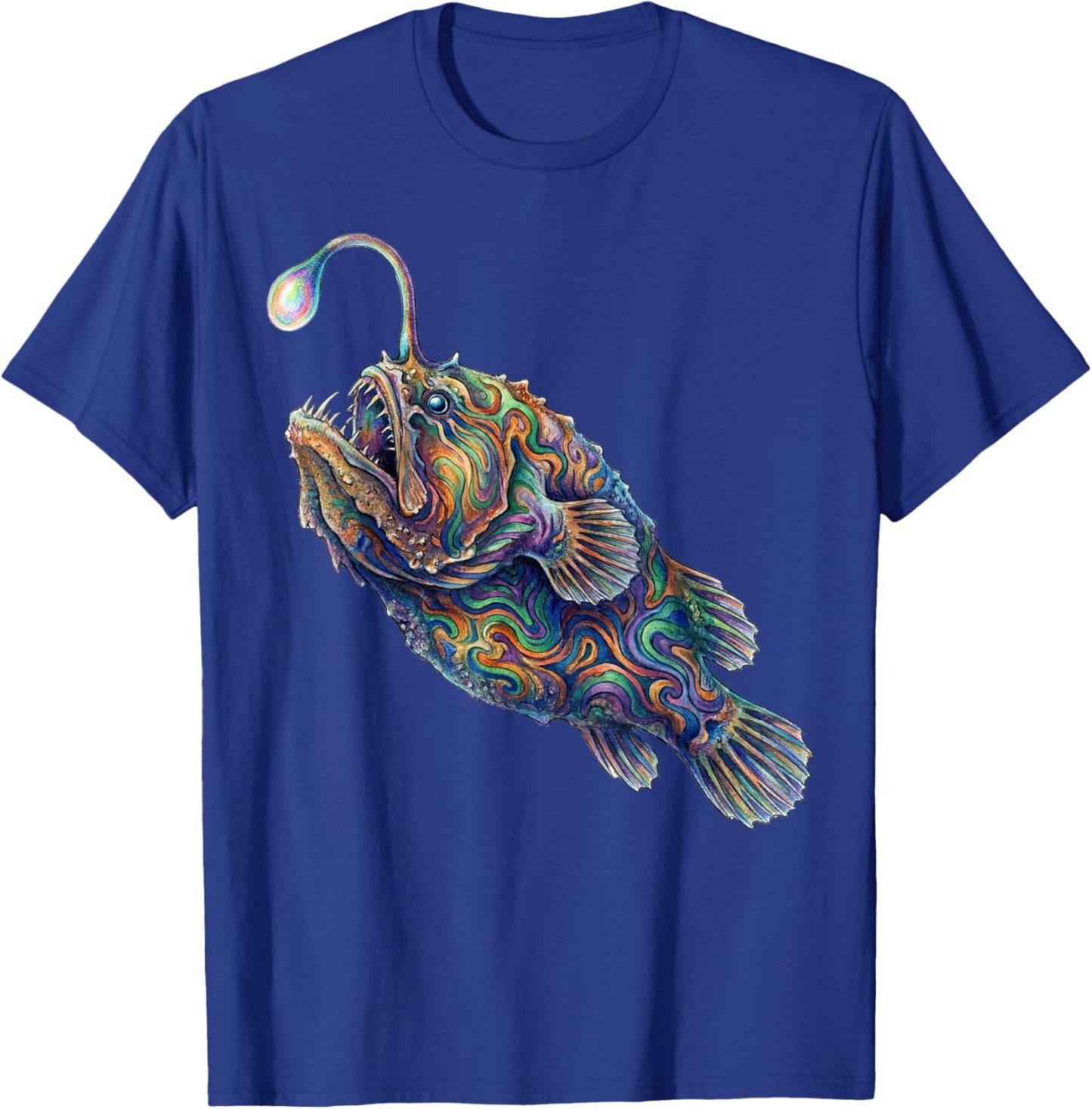 Anglerfish Abstract Ocean Art Marine Life Colorful T-Shirt - T-Shirt | Royal