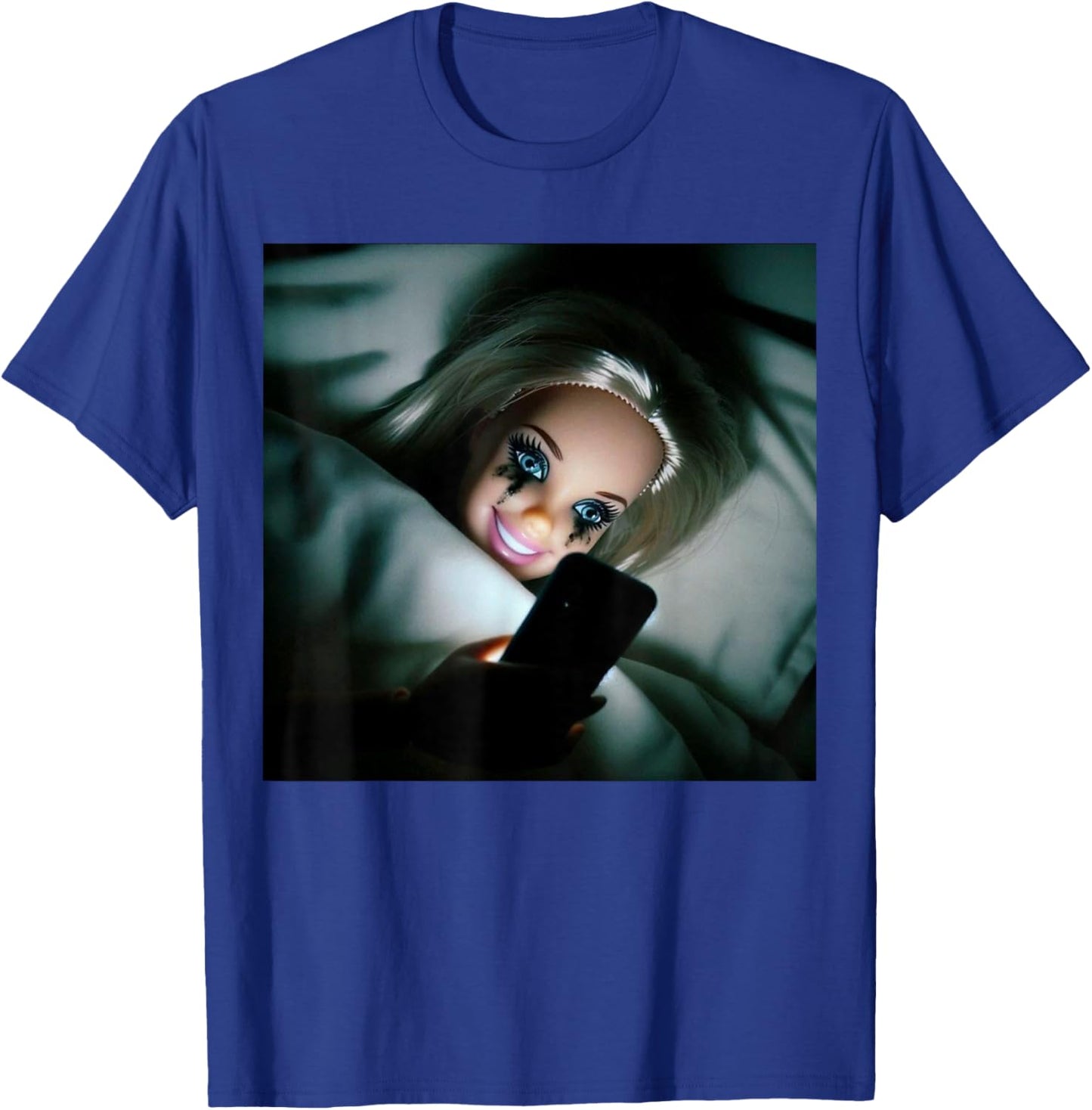 Funny Doll Crying Face Meme Scrolling Sarcastic Humor Gift T-Shirt - T-Shirt | Royal