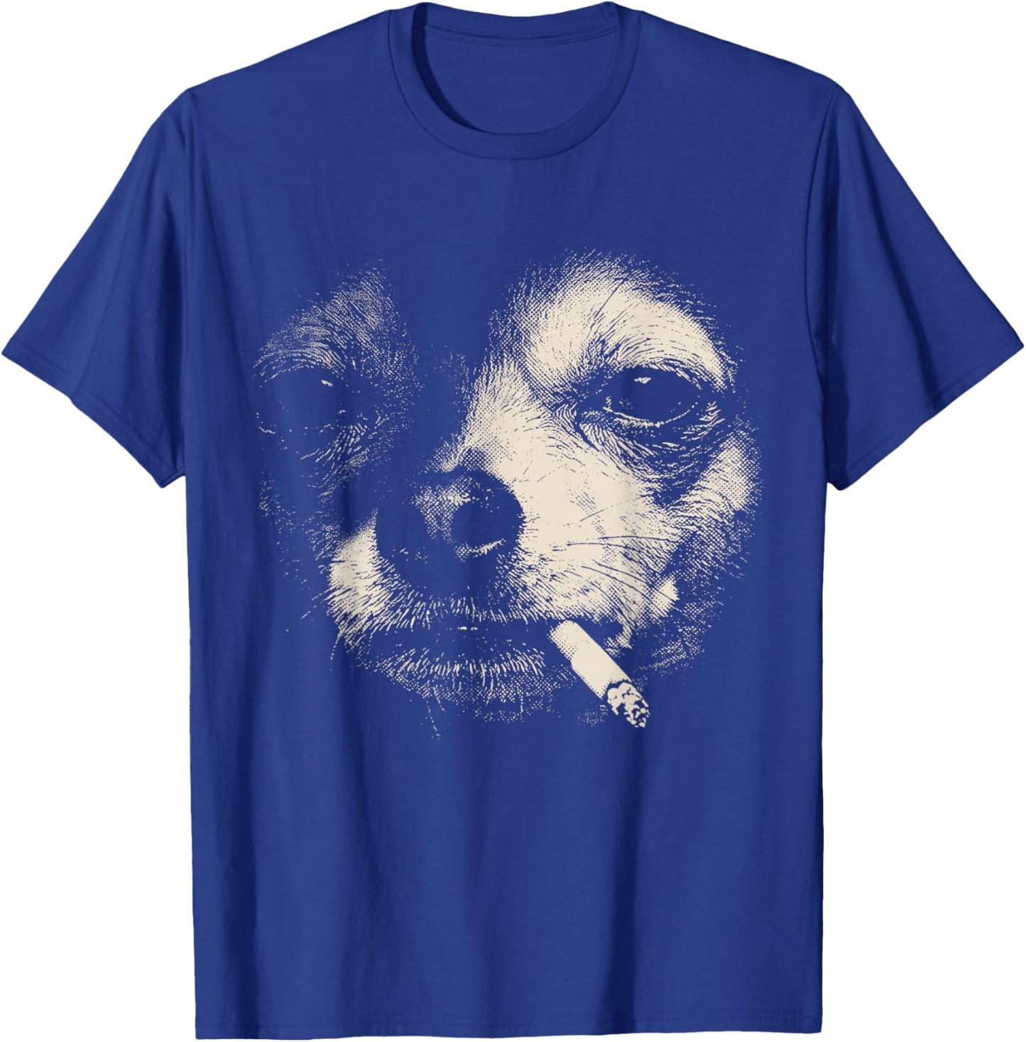 Smoking Chihuahua Vintage Y2k Funny Dog Face Edgy Meme T-Shirt - T-Shirt | Royal