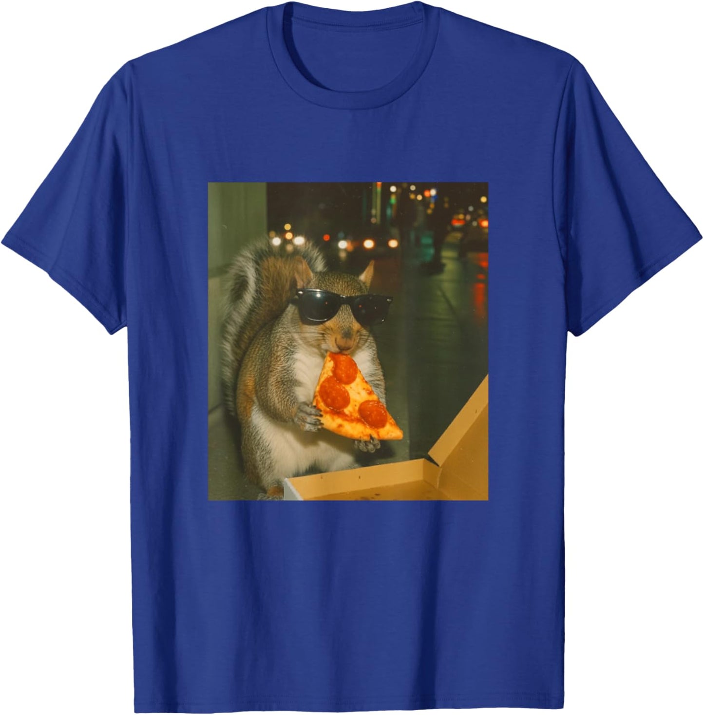 Funny Squirrel Chipmonk Eating Pizza Animal Meme Retro T-Shirt - T-Shirt | Royal