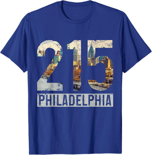 Philadelphia Pennsylvania 215 Area Code Pride Souvenirs T-Shirt - T-Shirt | Royal
