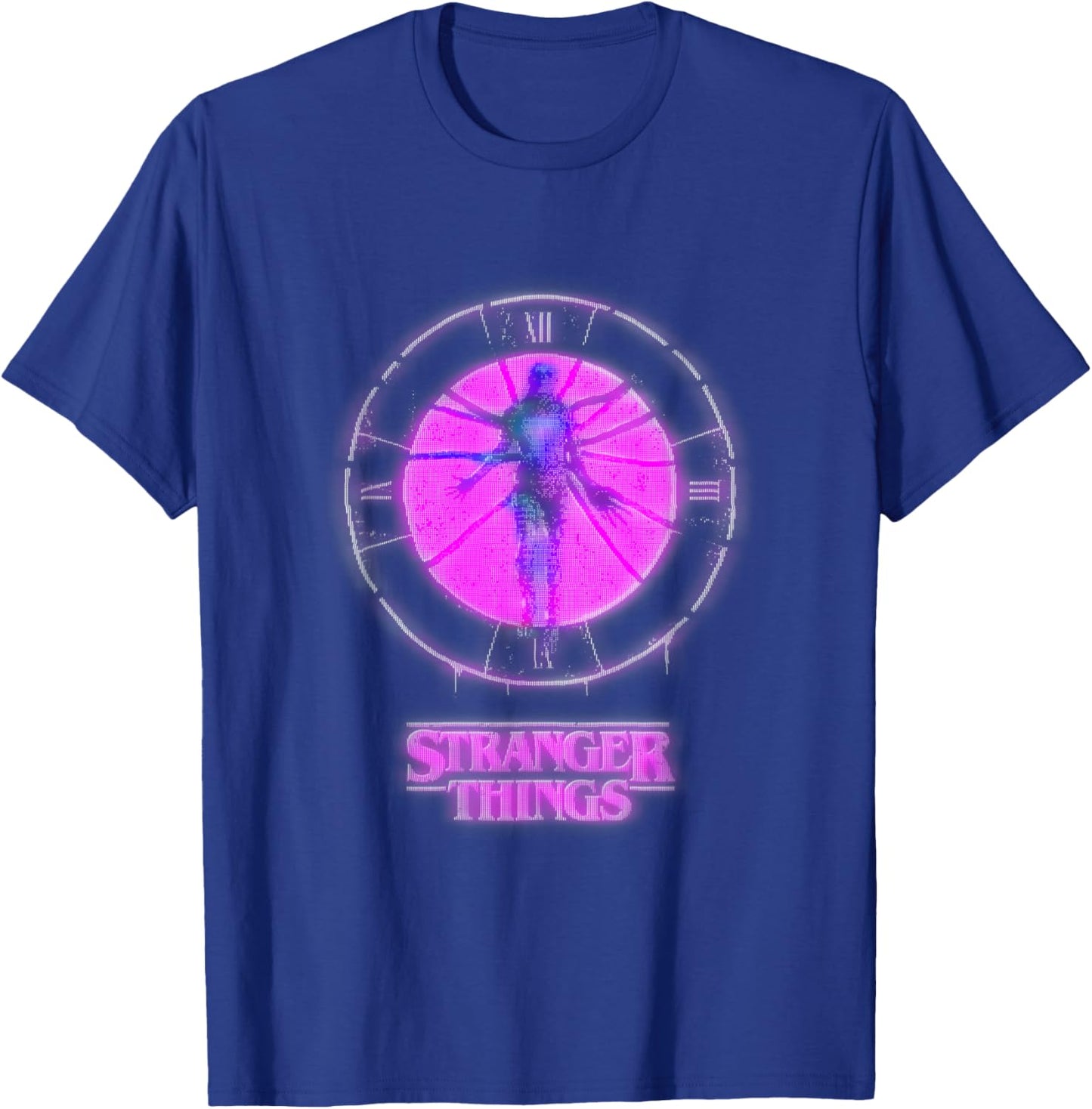 Stranger Things Season 5 Vecna Retro Neon Pink Clock Shot T-Shirt - T-Shirt | Royal