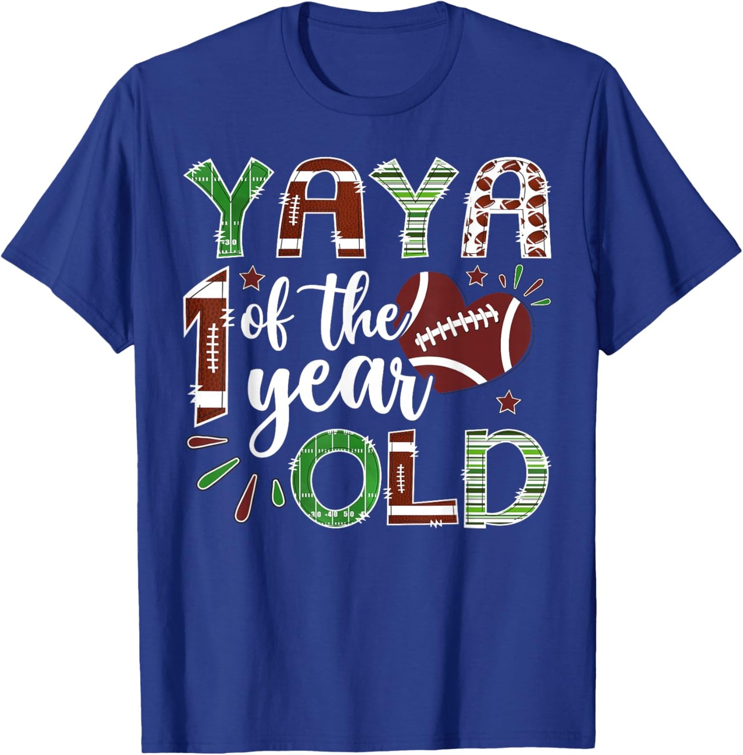 Yaya of The 1 Year Old Football First Birthday Boy Matching T-Shirt - T-Shirt | Royal