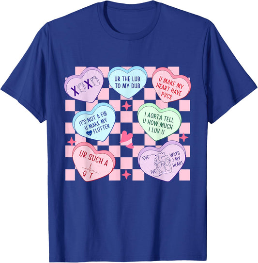 Cardiac Nurse Valentine’s Day Cardiologist Heart CVICU Nurse T-Shirt - T-Shirt | Royal