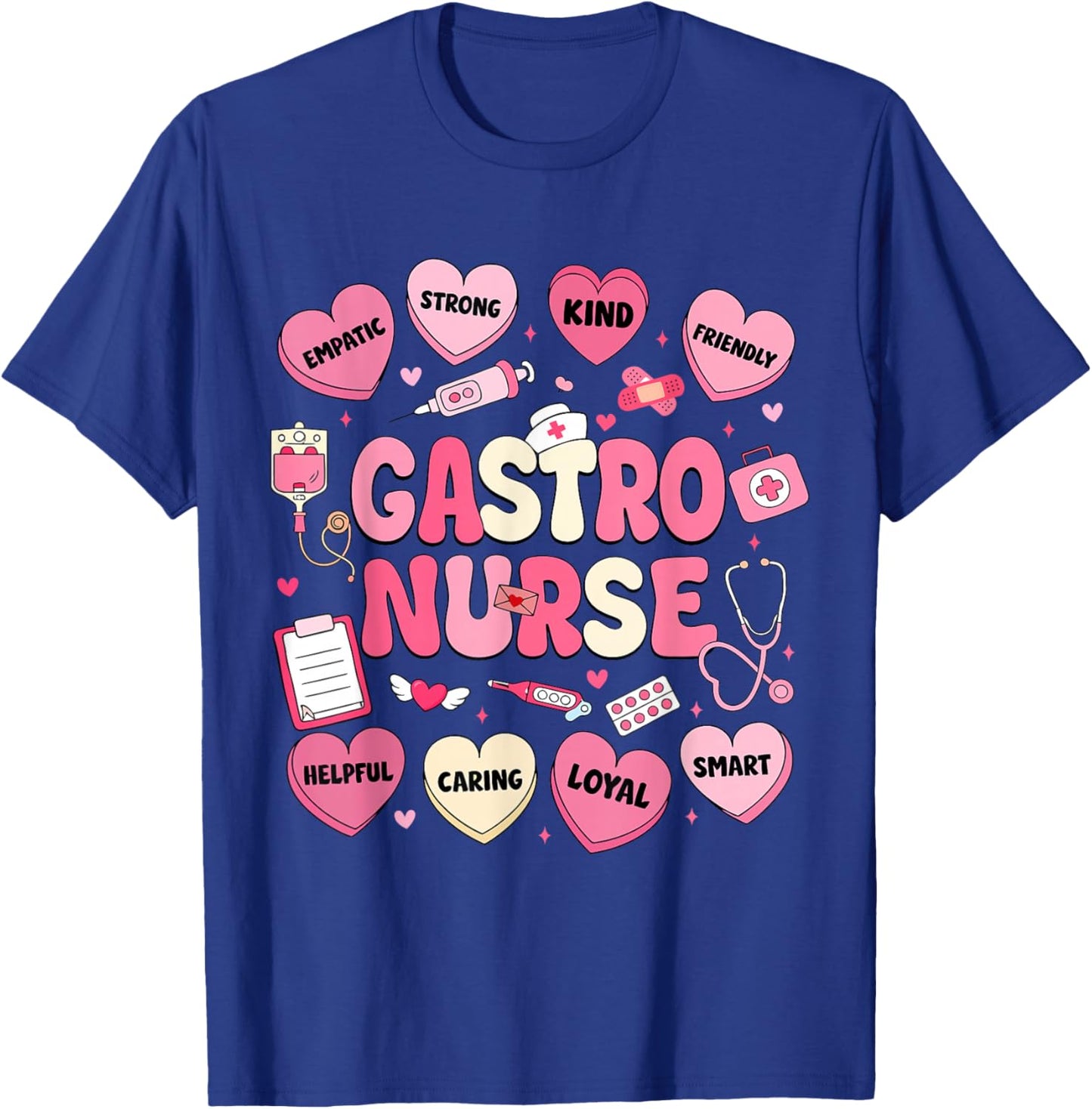 GI Nurse Valentine's Hearts Candy Gastroenterology Endo Tech T-Shirt - T-Shirt | Royal