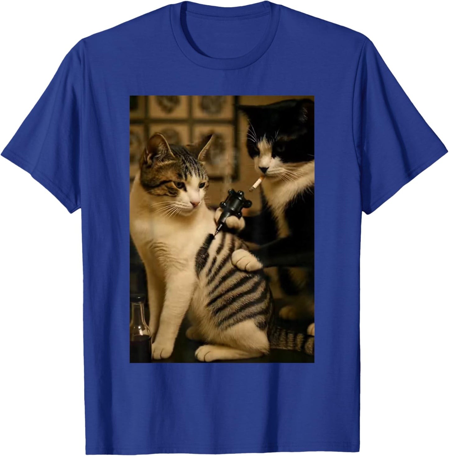 Vintage Cigarette Cat Smoking Tattoo Inked Artist Funny Meme T-Shirt - T-Shirt | Royal
