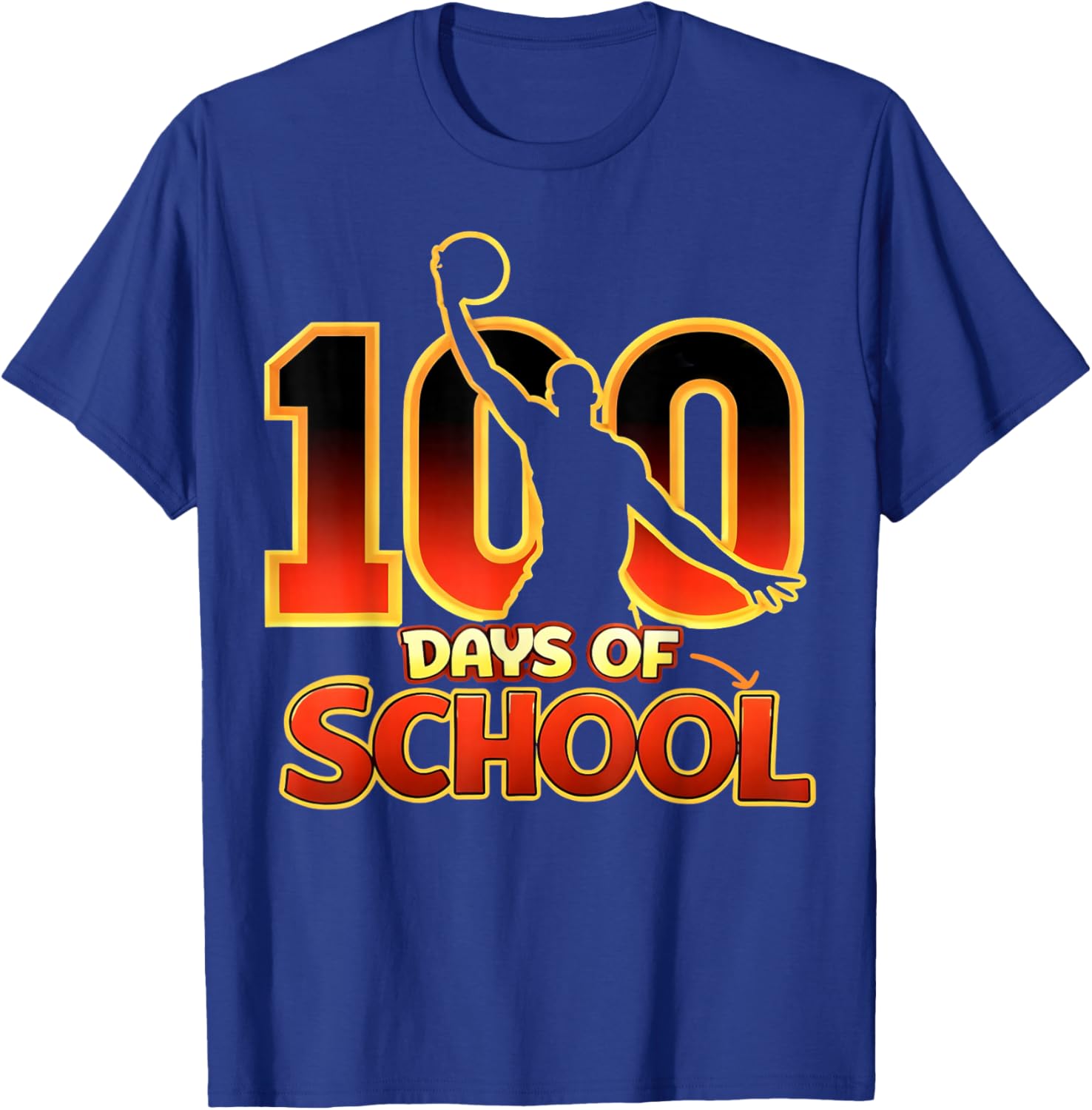 Funny 100 Days of School Basketball Dunk Gift Boys Kids T-Shirt - T-Shirt | Royal