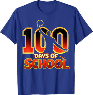 Funny 100 Days of School Basketball Dunk Gift Boys Kids T-Shirt - T-Shirt | Royal