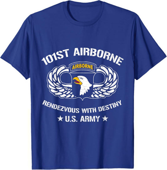 101st Airborne Division Rendezvous with Destiny Paratrooper T-Shirt - T-Shirt | Royal