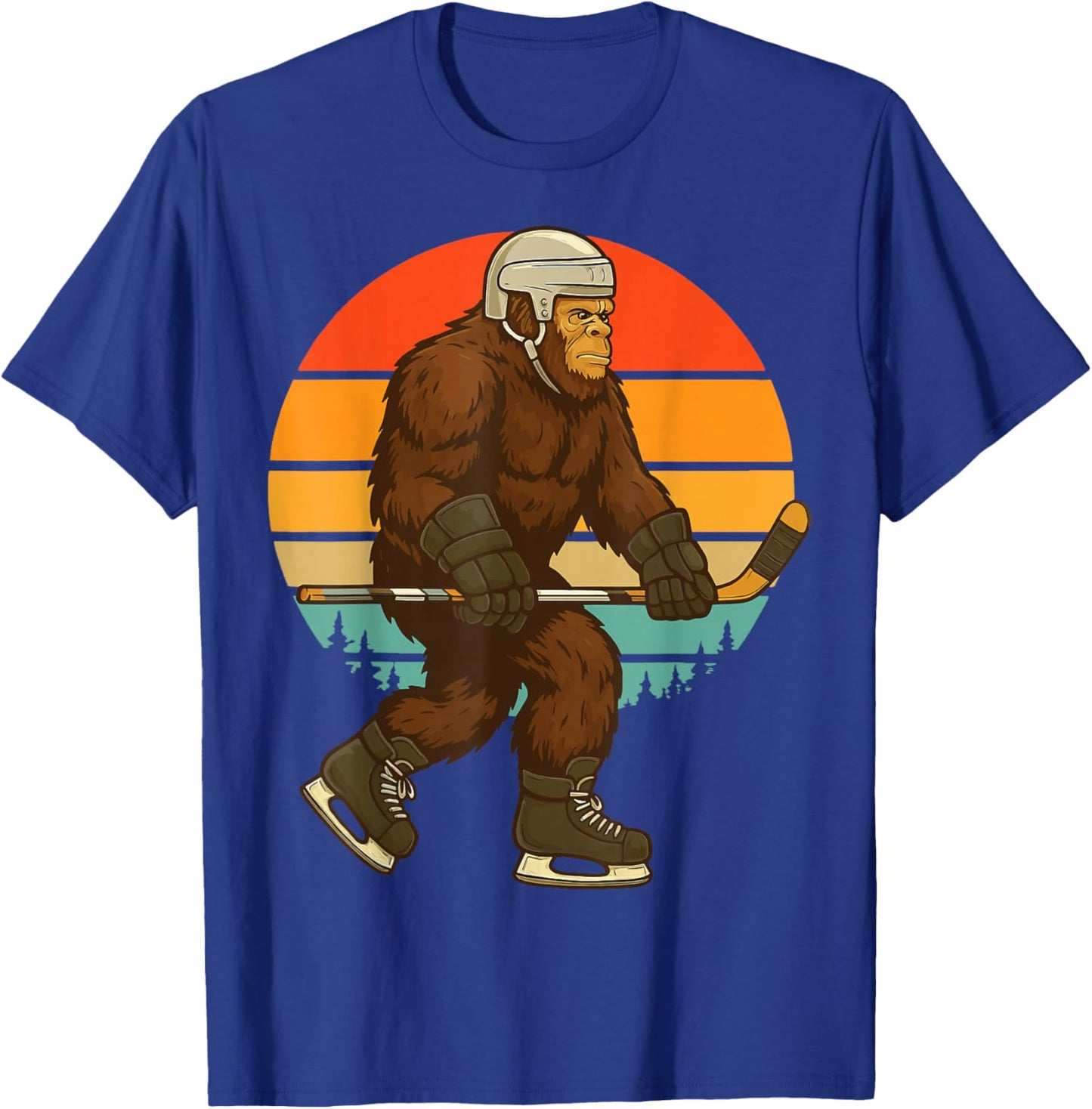 Bigfoot Ice Hockey Retro T-Shirt - T-Shirt | Royal